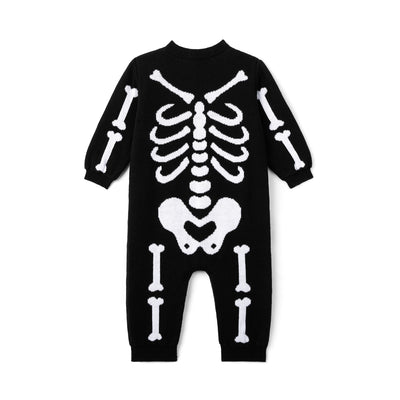 Skeleton Halloween Long Sleeve Knit Baby Romper