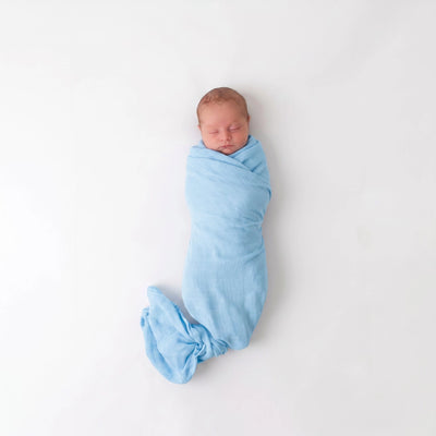 Baby Muslin Swaddle Blanket in Light Blue
