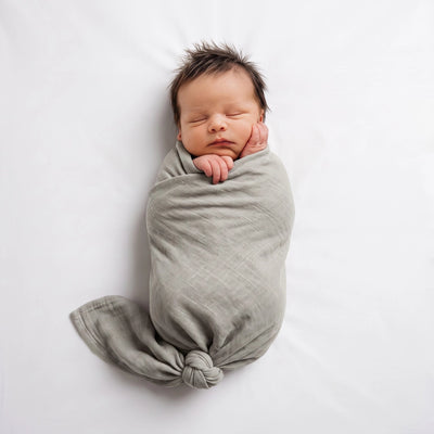 Baby Muslin Swaddle Blanket in Light Grey
