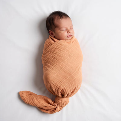 Baby Muslin Swaddle Blanket in Terra Cotta