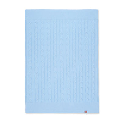 Cable Knit Baby Blanket in Baby Blue