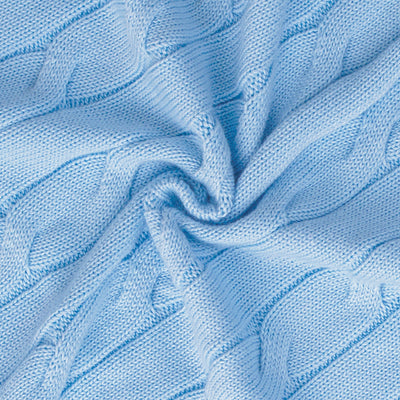 Cable Knit Baby Blanket in Baby Blue