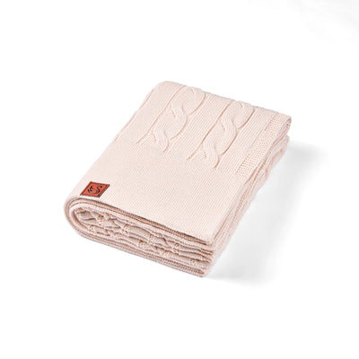 Cable Knit Baby Blanket in Beige