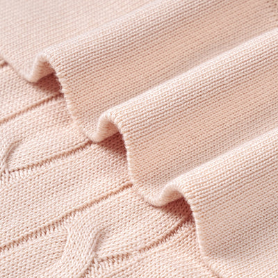 Cable Knit Baby Blanket in Beige