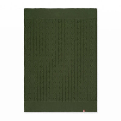 Cable Knit Baby Blanket in Forest Green