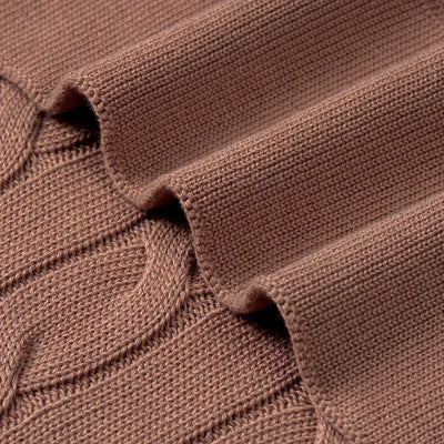 Cable Knit Baby Blanket in Mocha