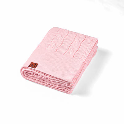 Cable Knit Baby Blanket in Pink
