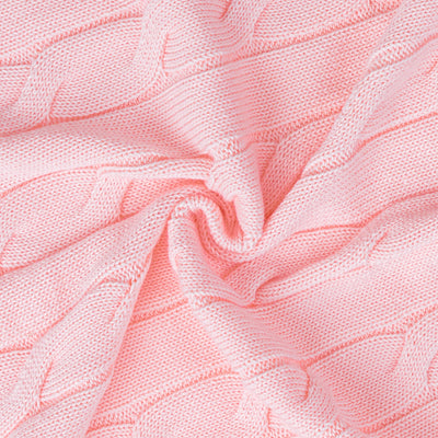 Cable Knit Baby Blanket in Pink