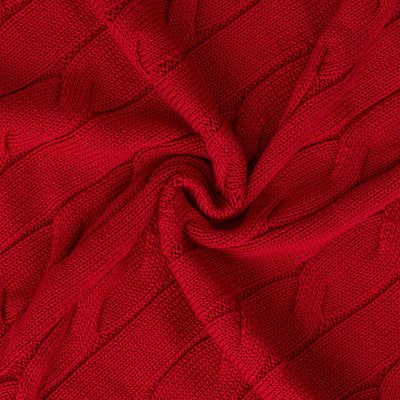 Cable Knit Baby Blanket in Red Xmas