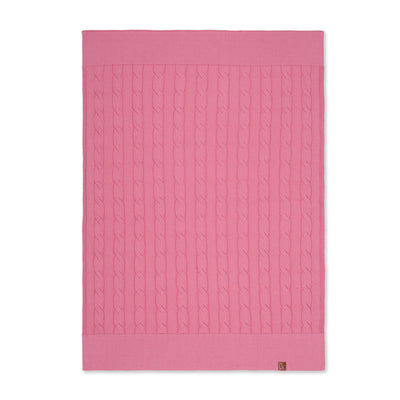 Cable Knit Baby Blanket in Rose Pink