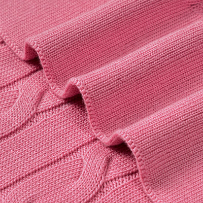 Cable Knit Baby Blanket in Rose Pink