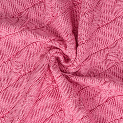 Cable Knit Baby Blanket in Rose Pink