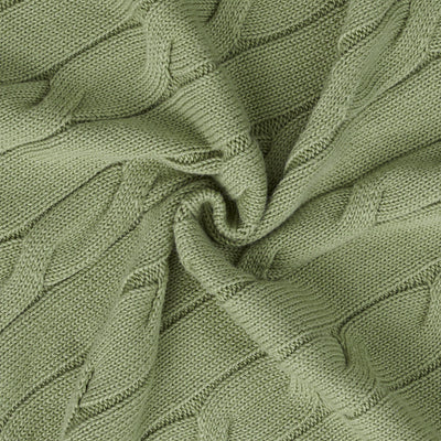 Cable Knit Baby Blanket in Sage Green