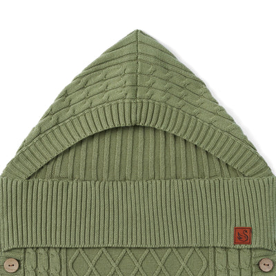 Cable Knit Baby Sleep Sack in Sage Green