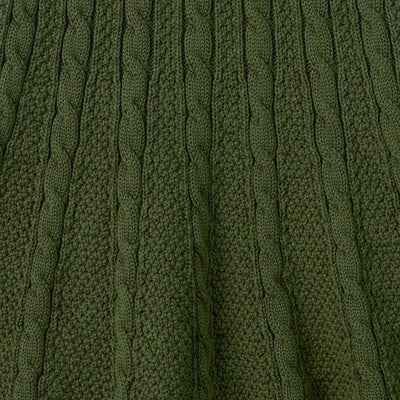 Cable Knit Polo Dress in Forest Green
