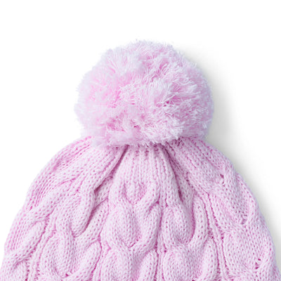 Cable Knit Pom Beanie in Lilac