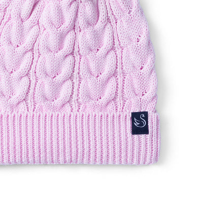 Cable Knit Pom Beanie in Lilac