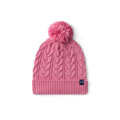 Cable Knit Pom Beanie in Rose Pink
