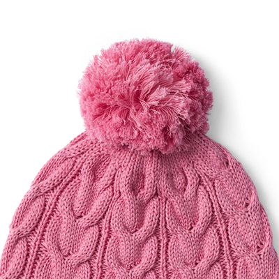 Cable Knit Pom Beanie in Rose Pink