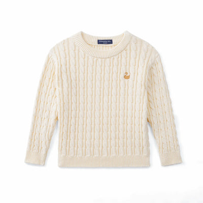 Classic Cable Knit Baby Sweater in Cream
