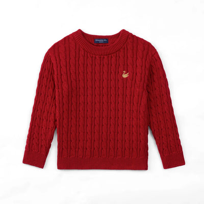 Classic Cable Knit Baby Sweater in Red Xmas