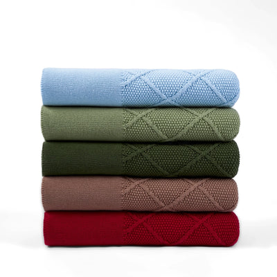 Diamond Stitch Baby Knit Blanket in Forest Green