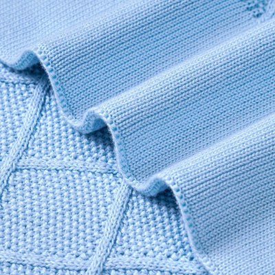 Diamond Stitch Baby Knit Blanket in Baby Blue