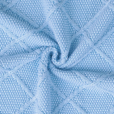 Diamond Stitch Baby Knit Blanket in Baby Blue