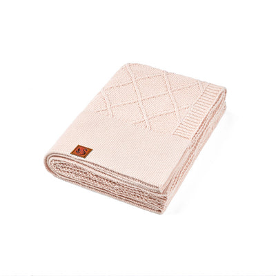 Diamond Stitch Baby Knit Blanket in Beige
