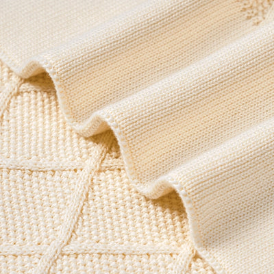 Diamond Stitch Baby Knit Blanket in Cream