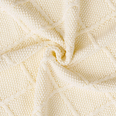 Diamond Stitch Baby Knit Blanket in Cream