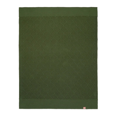 Diamond Stitch Baby Knit Blanket in Forest Green
