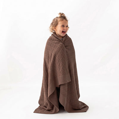 Diamond Stitch Baby Knit Blanket in Mocha