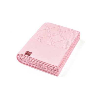 Diamond Stitch Baby Knit Blanket in Pink