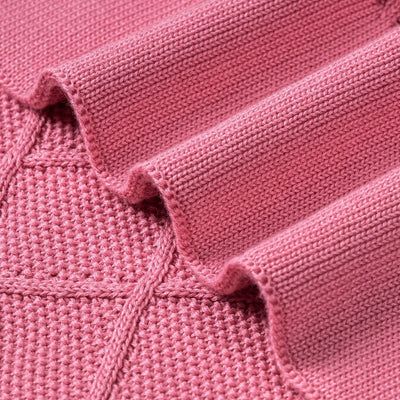 Diamond Stitch Baby Knit Blanket in Rose Pink