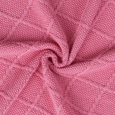 Diamond Stitch Baby Knit Blanket in Rose Pink