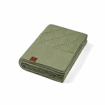 Diamond Stitch Baby Knit Blanket in Sage Green