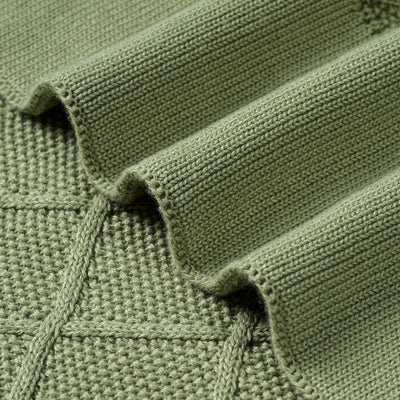 Diamond Stitch Baby Knit Blanket in Sage Green