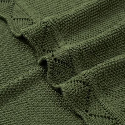 Heirloom Lace Knit Baby Blanket in Forest Green