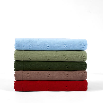 Pointelle Baby Knit Blanket in Sage Green