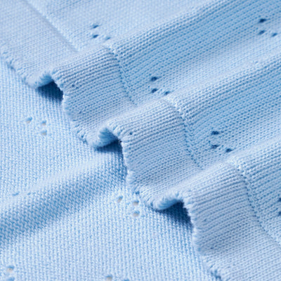 Pointelle Baby Knit Blanket in Baby Blue