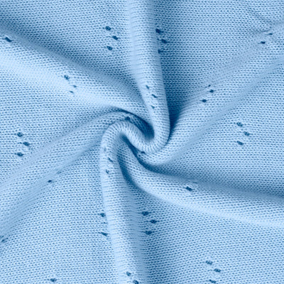 Pointelle Baby Knit Blanket in Baby Blue