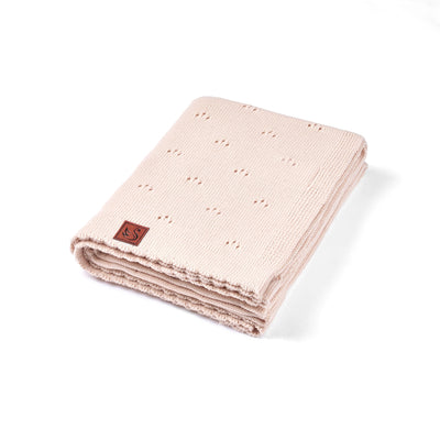 Pointelle Baby Knit Blanket in Beige