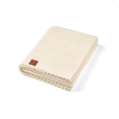 Pointelle Baby Knit Blanket in Cream