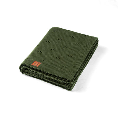Pointelle Baby Knit Blanket in Forest Green