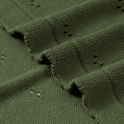 Pointelle Baby Knit Blanket in Forest Green