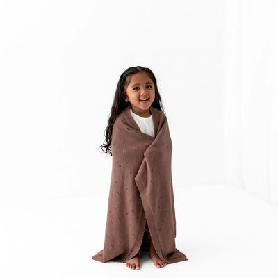 Pointelle Baby Knit Blanket in Mocha