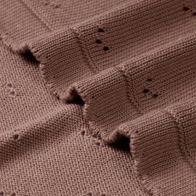 Pointelle Baby Knit Blanket in Mocha
