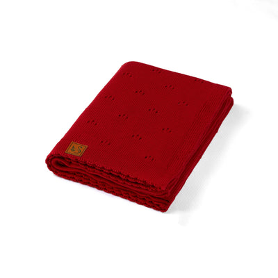 Pointelle Baby Knit Blanket in Red Xmas