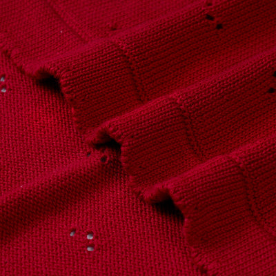 Pointelle Baby Knit Blanket in Red Xmas